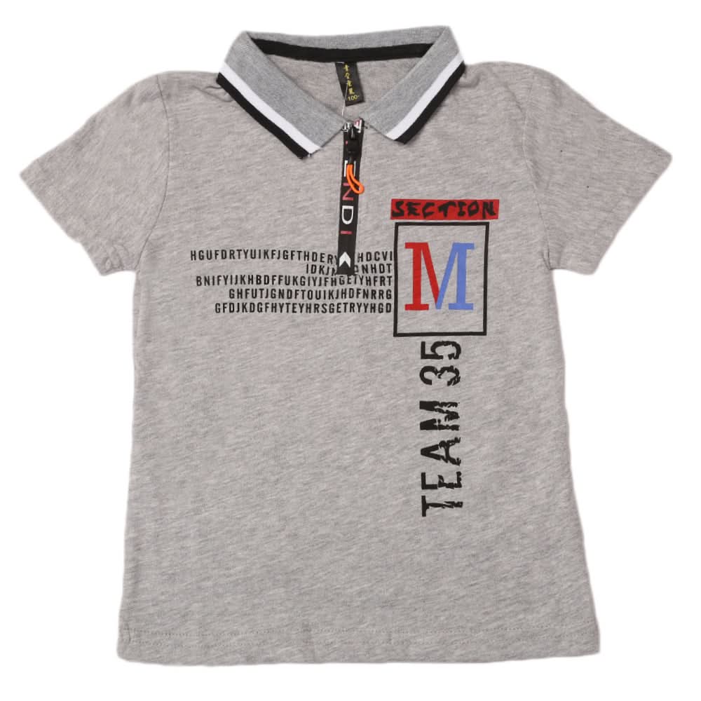 Boys Half Sleeves Polo T-Shirt - Light Grey, Boys T-Shirts, Chase Value, Chase Value