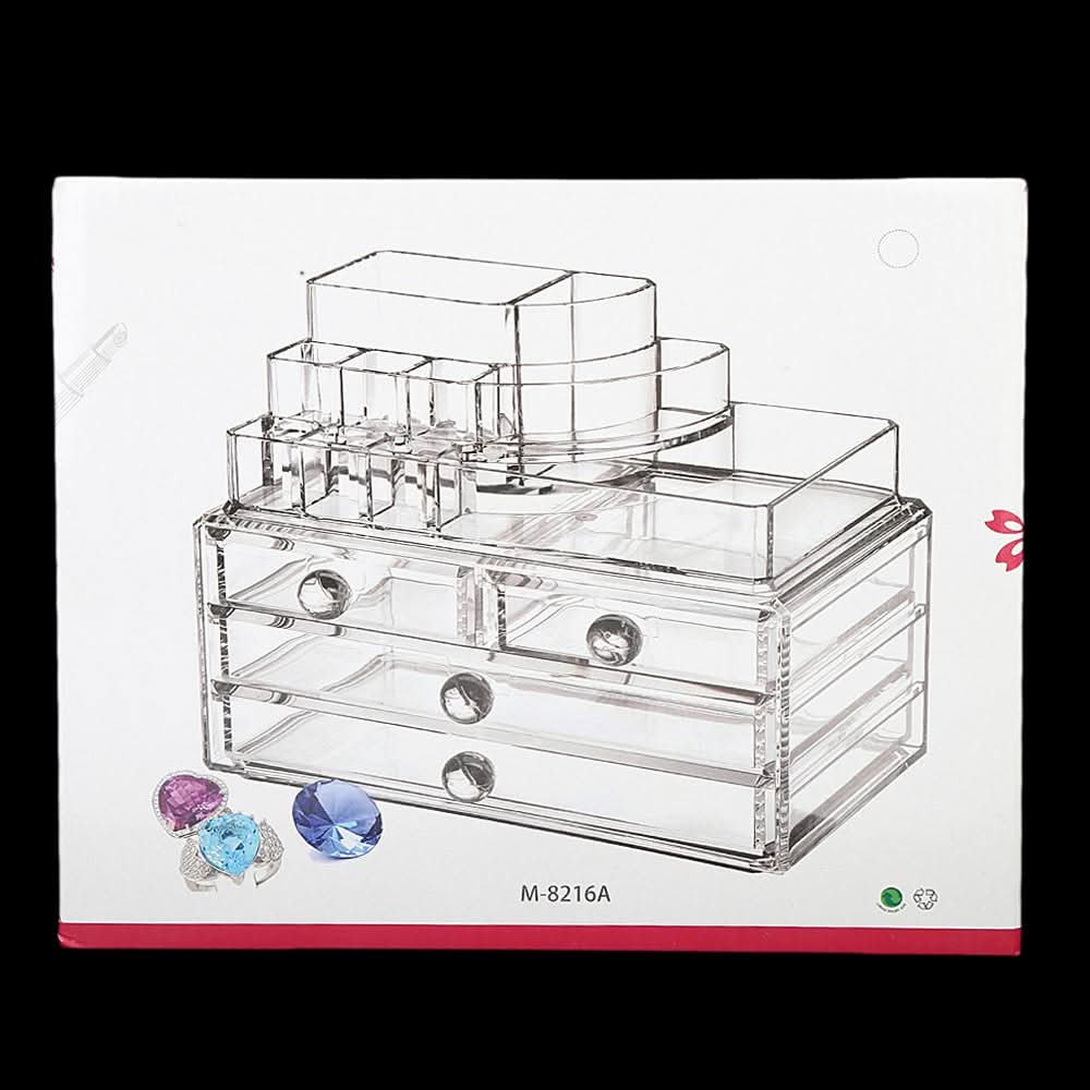 Acrylic Cosmetic Makeup Organizer Storage Box - White, Home & Lifestyle, Storage Boxes, Chase Value, Chase Value