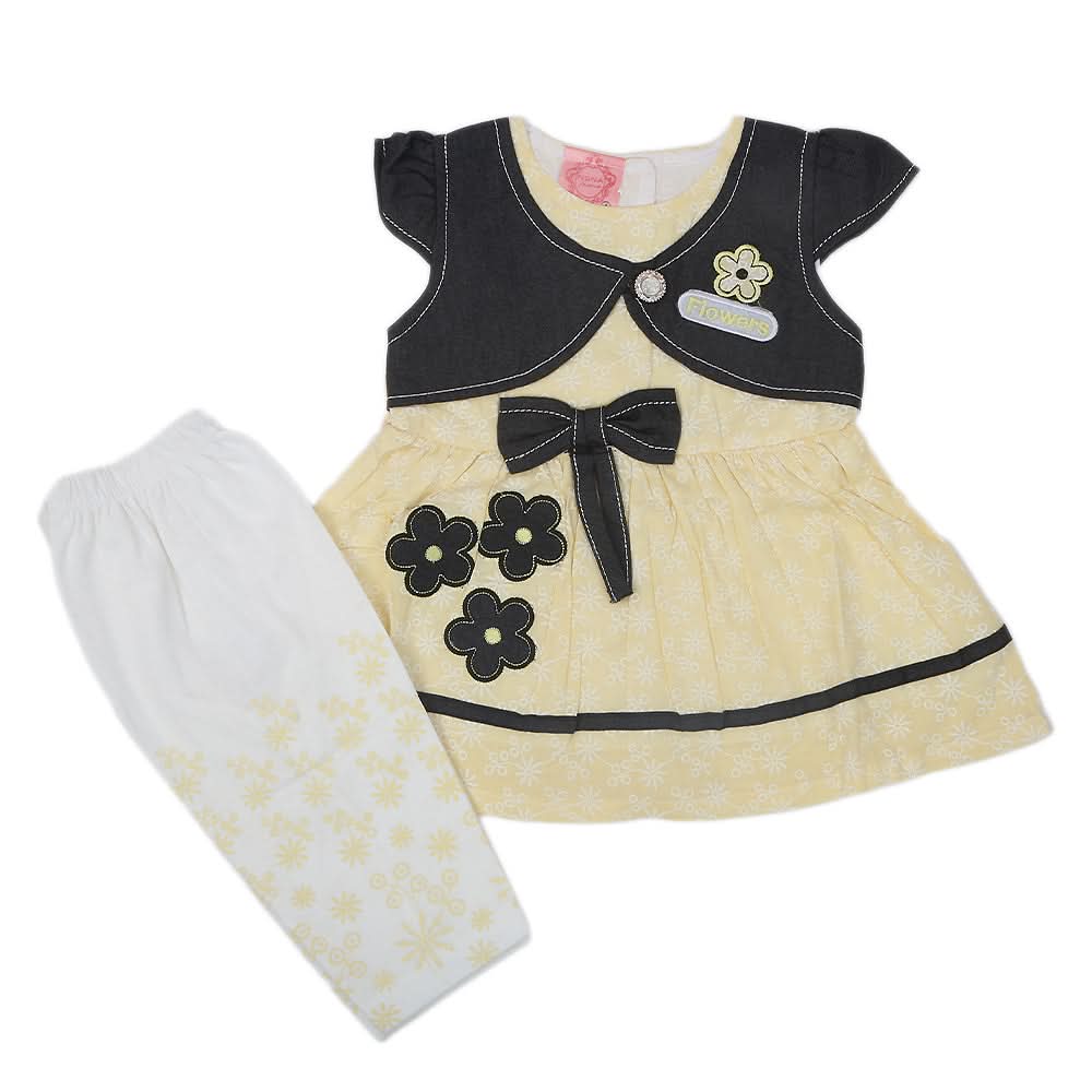 Newborn Girls Half Sleeves Suit - Yellow, Kids, Newborn Girls Sets And Suits, Chase Value, Chase Value