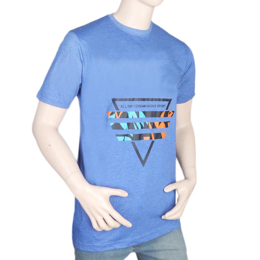 Men's Half Sleeves Round Neck T-Shirt - Blue, Men, T-Shirts And Polos, Chase Value, Chase Value