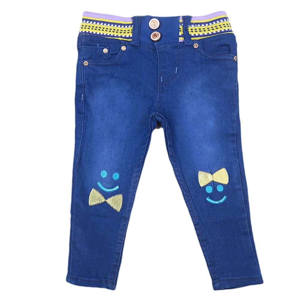 Girls Stretchable Denim Pant - Blue, Kids, Pants And Capri, Chase Value, Chase Value