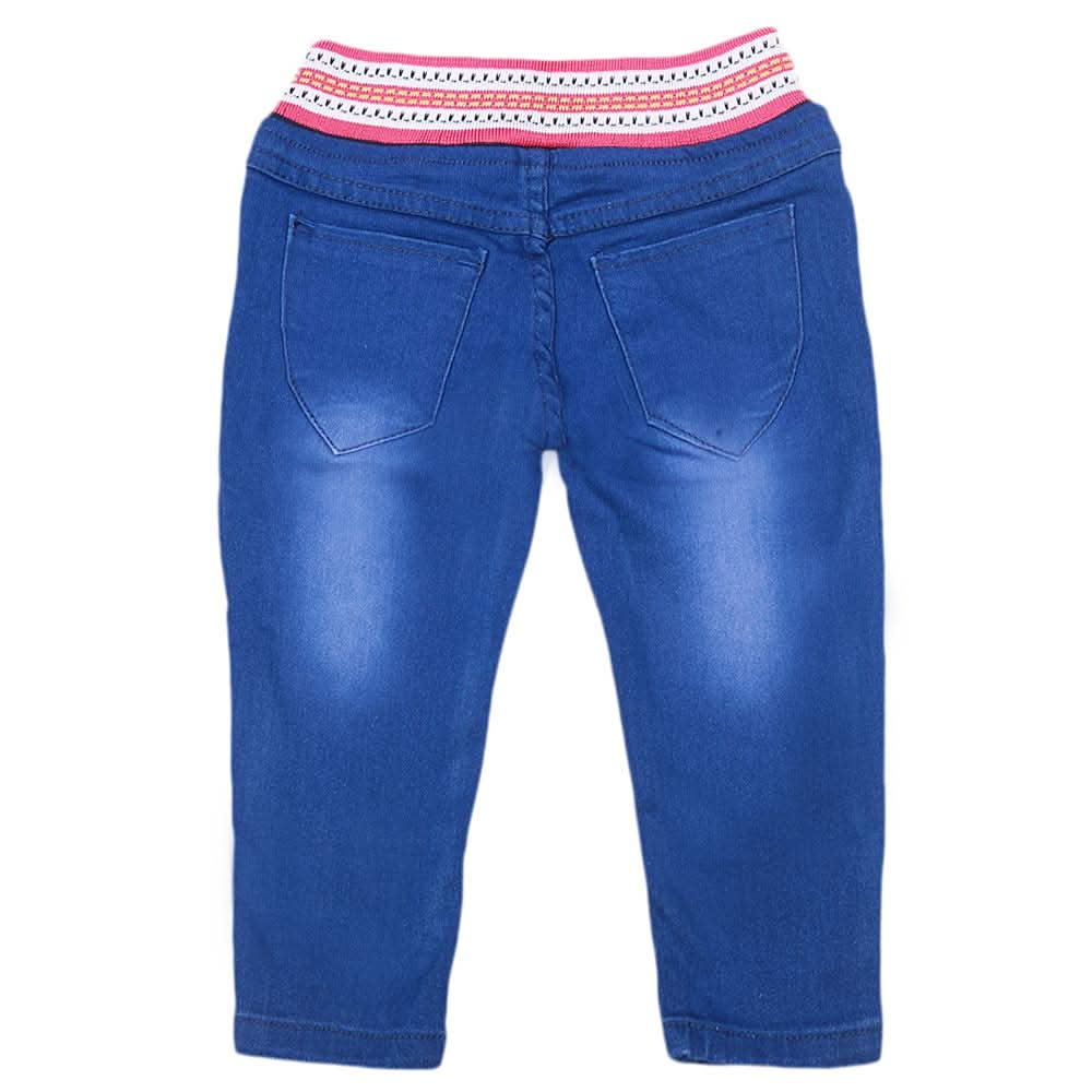 Girls Stretchable Denim Pant - Blue, Kids, Pants And Capri, Chase Value, Chase Value