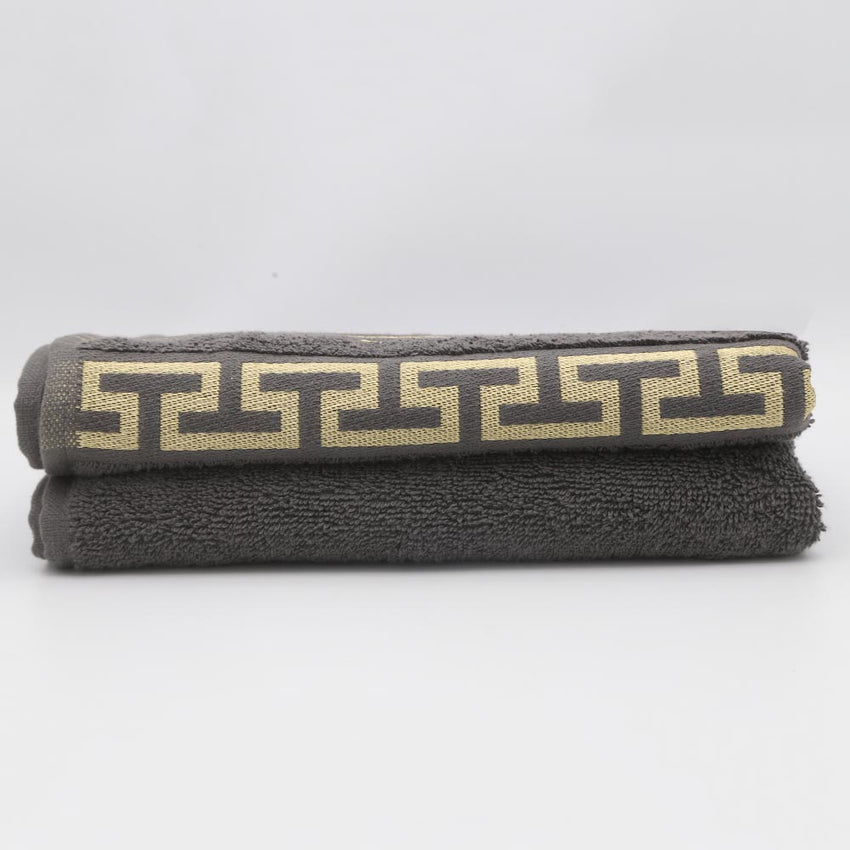 Bath Towel Greek Border 70x140 - Dark Brown, Home & Lifestyle, Bath Towels, Chase Value, Chase Value