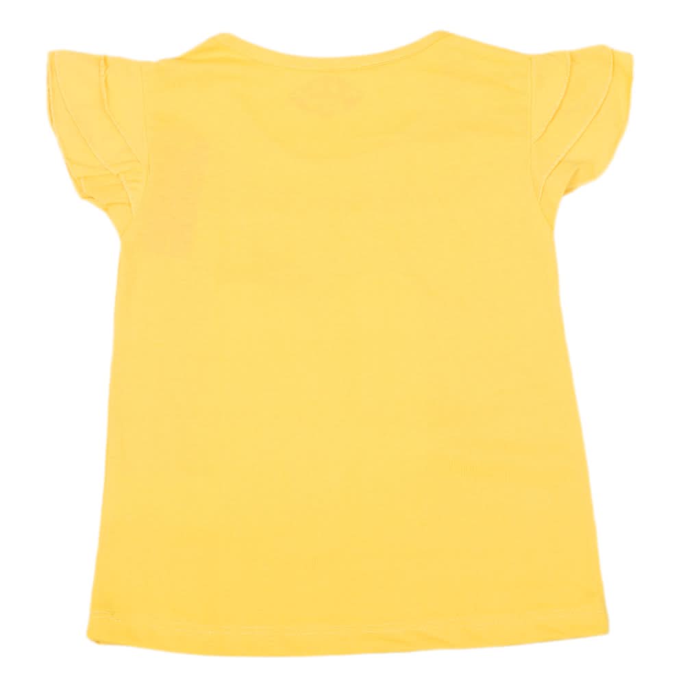 Girls Half Sleeves T-Shirt - Yellow, Kids, Girls T-Shirts, Chase Value, Chase Value