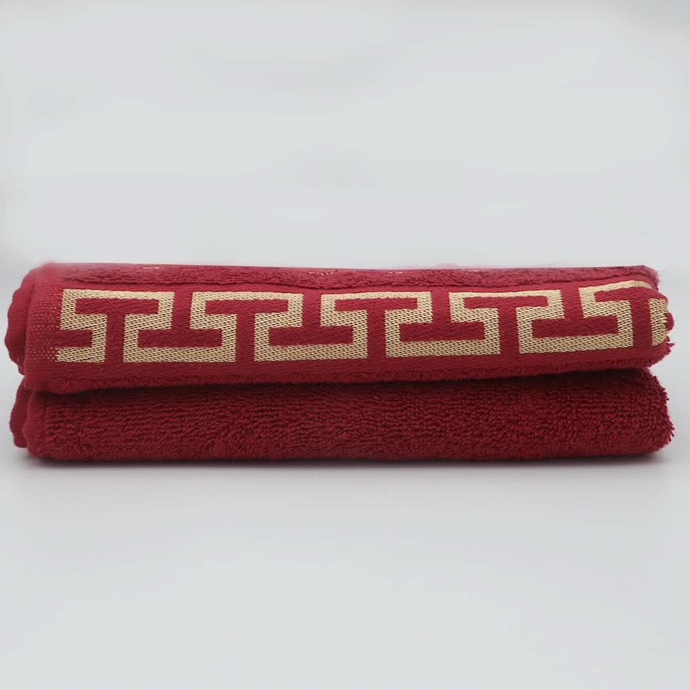 Face Towel Greek Border 50x100 - Maroon, Home & Lifestyle, Face Towels, Chase Value, Chase Value