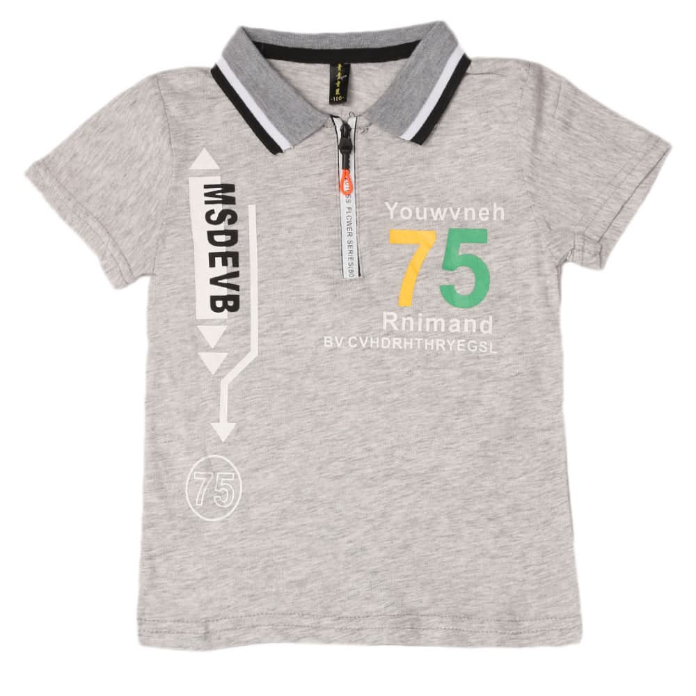 Boys Half Sleeves Polo T-Shirt - Light Grey, Boys T-Shirts, Chase Value, Chase Value