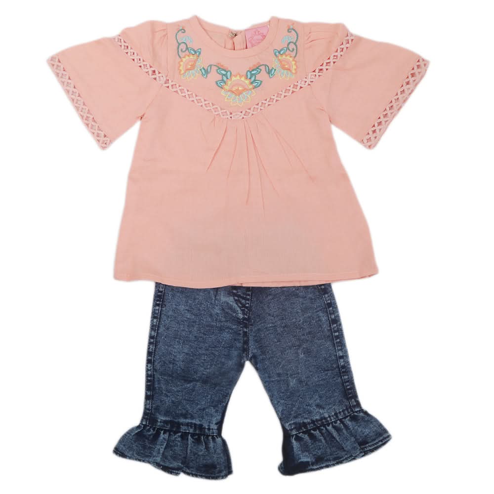 Newborn Girls Half Sleeves Suit - Peach, Kids, NB Girls Sets And Suits, Chase Value, Chase Value
