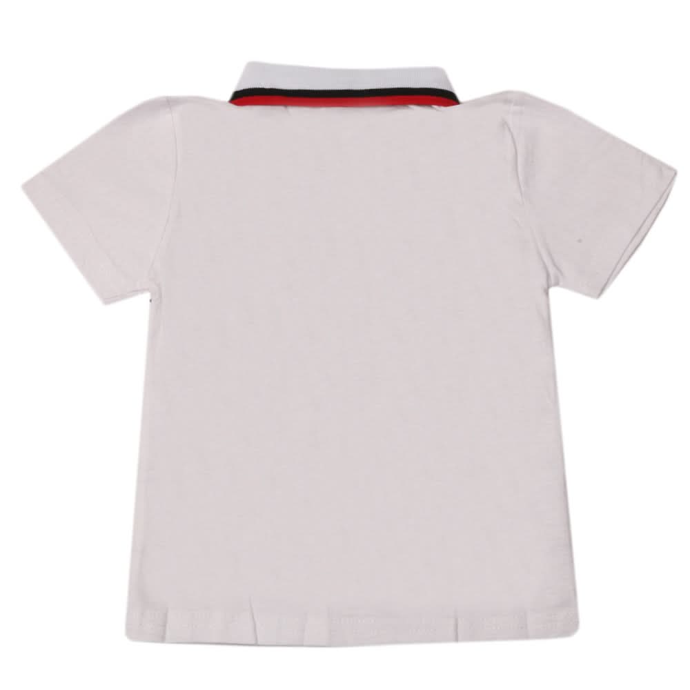 Boys Half Sleeves Polo T-Shirt - White, Boys T-Shirts, Chase Value, Chase Value