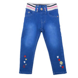 Girls Denim Embroidered Pant - Royal Blue, Kids, Pants And Capri, Chase Value, Chase Value