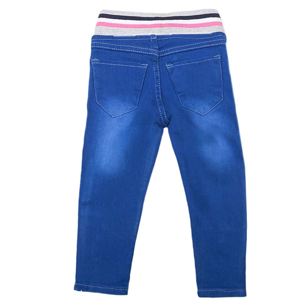 Girls Denim Embroidered Pant - Royal Blue, Kids, Pants And Capri, Chase Value, Chase Value