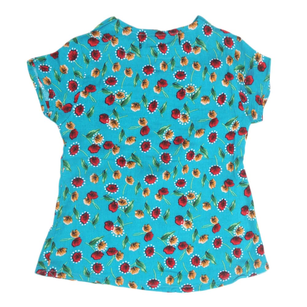 Girls Woven Half Sleeves Top  - Steel Blue, Kids, Tops, Chase Value, Chase Value