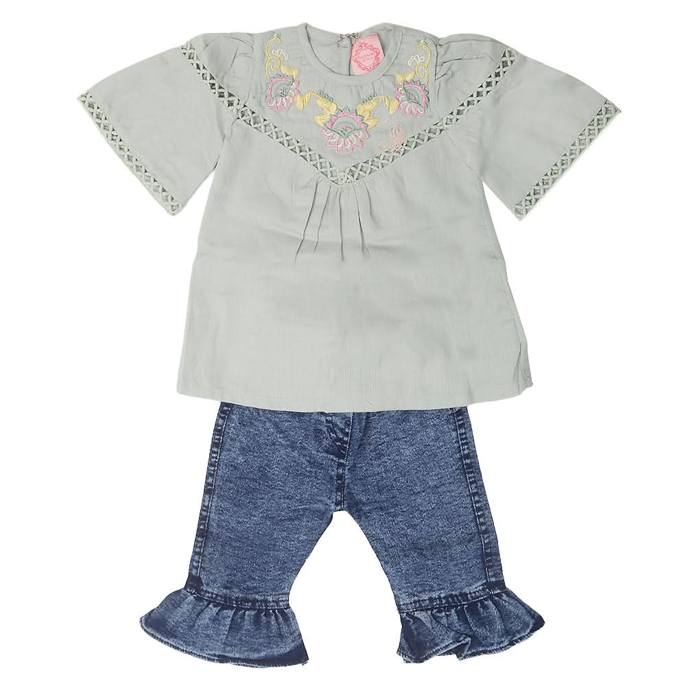 Newborn Girls Half Sleeves Suit - Green, Kids, NB Girls Sets And Suits, Chase Value, Chase Value