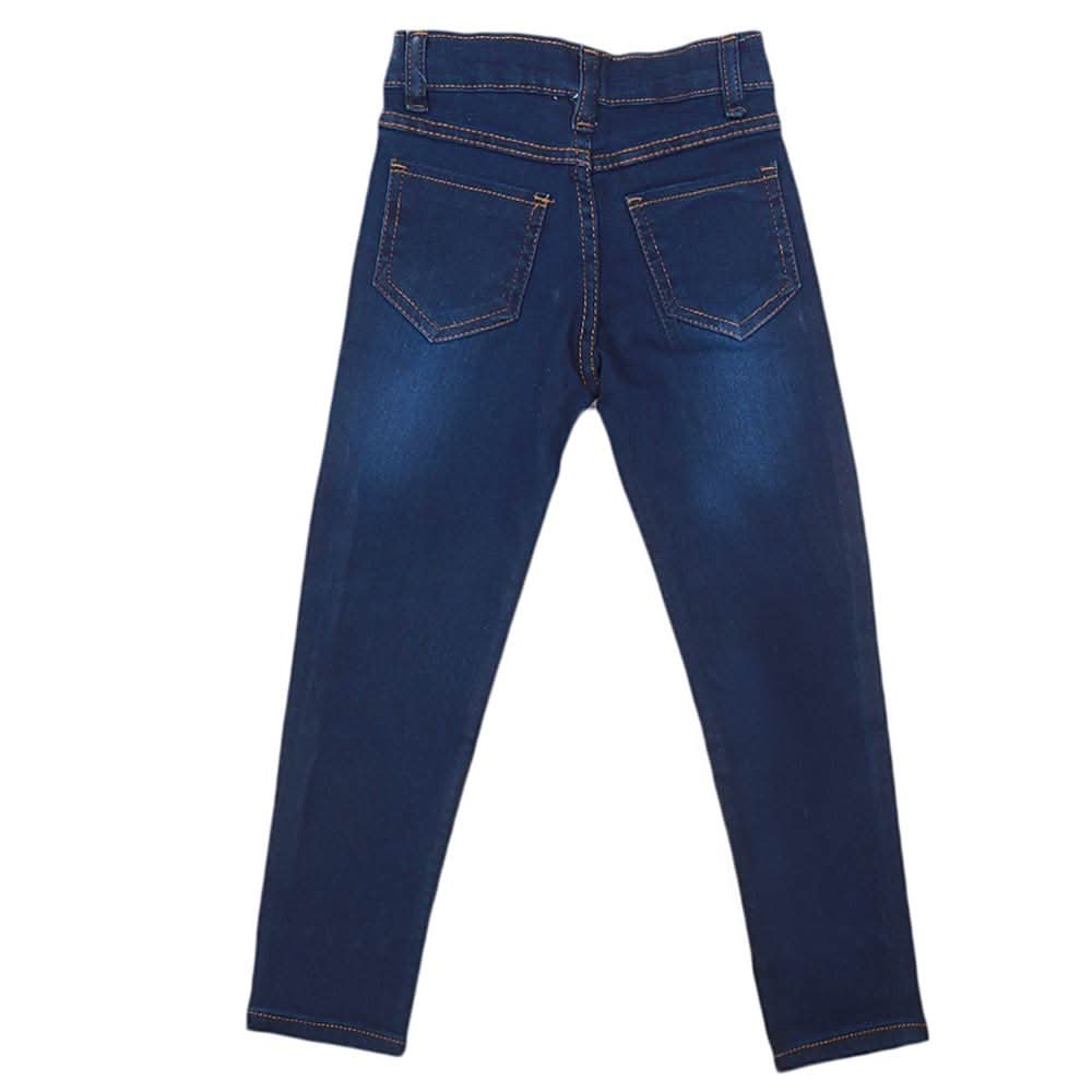 Girls Denim Embroidered Pant - Dark Blue, Kids, Pants And Capri, Chase Value, Chase Value