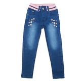 Girls Denim Embroidered Pant - Blue, Kids, Pants And Capri, Chase Value, Chase Value