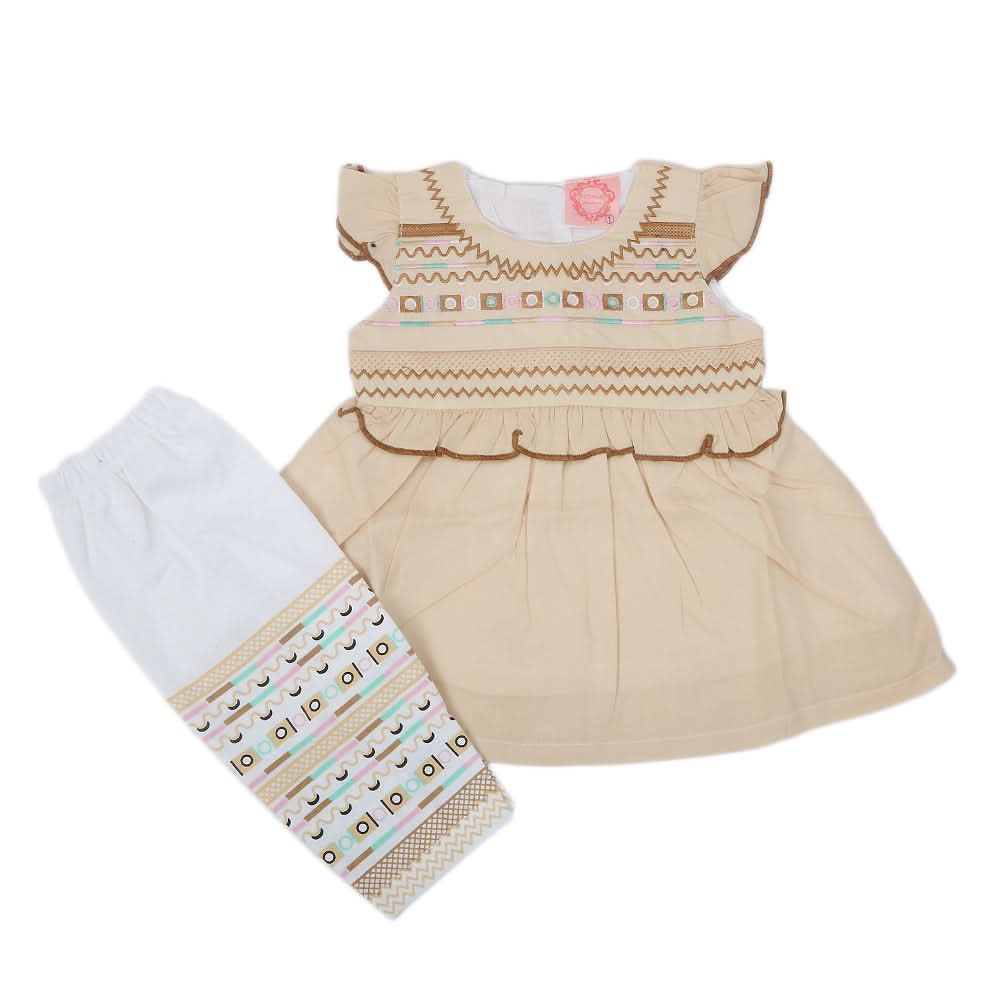 Newborn Girls Half Sleeves Suit - Fawn, Kids, NB Girls Sets And Suits, Chase Value, Chase Value