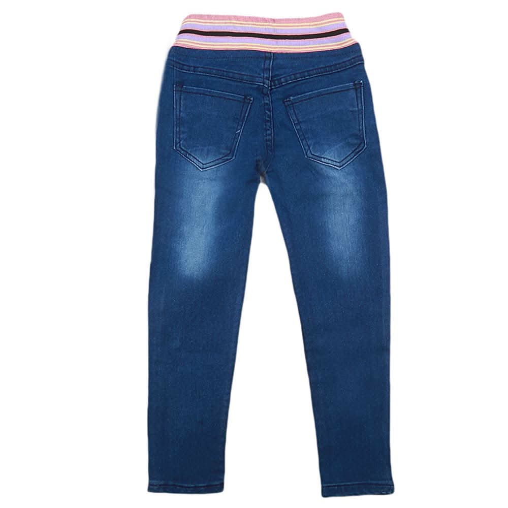 Girls Denim Embroidered Pant - Blue, Kids, Pants And Capri, Chase Value, Chase Value