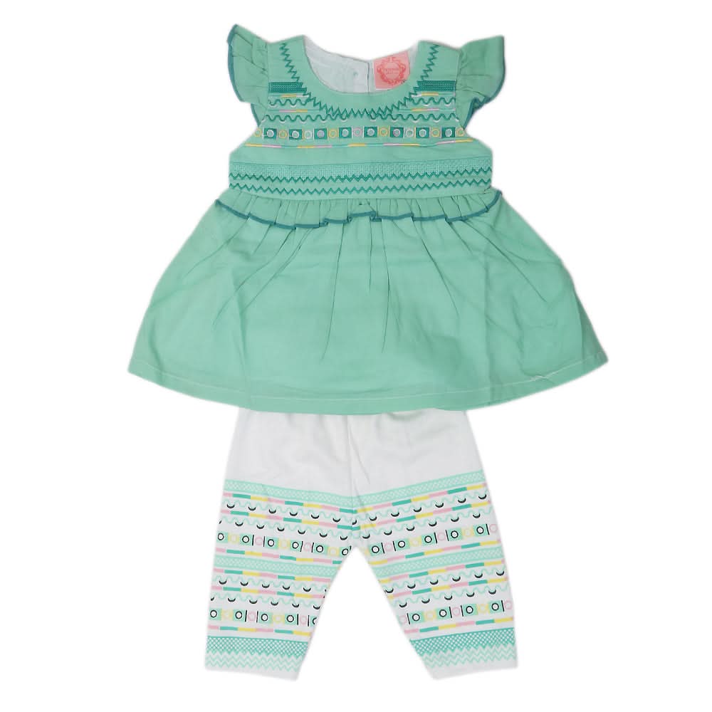 Newborn Girls Half Sleeves Suit - Green, Kids, NB Girls Sets And Suits, Chase Value, Chase Value