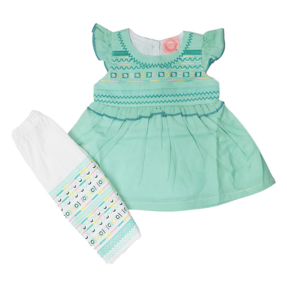Newborn Girls Half Sleeves Suit - Green, Kids, NB Girls Sets And Suits, Chase Value, Chase Value