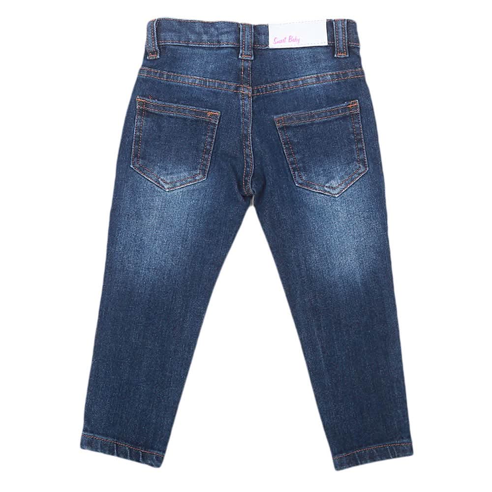 Girls Embroidered Denim Pant - Dark Blue, Kids, Pants And Capri, Chase Value, Chase Value