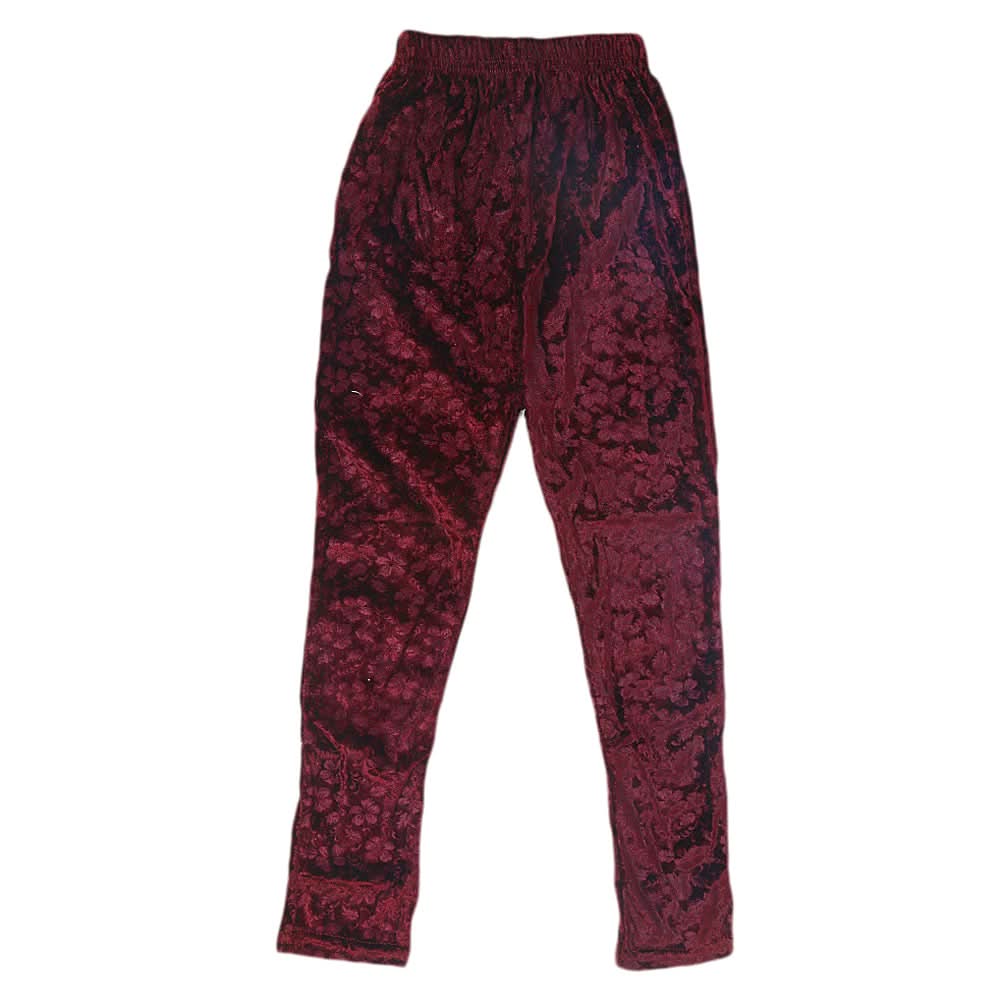 Girls Velvet Tights - Maroon, Kids, Tights Leggings And Pajama, Chase Value, Chase Value