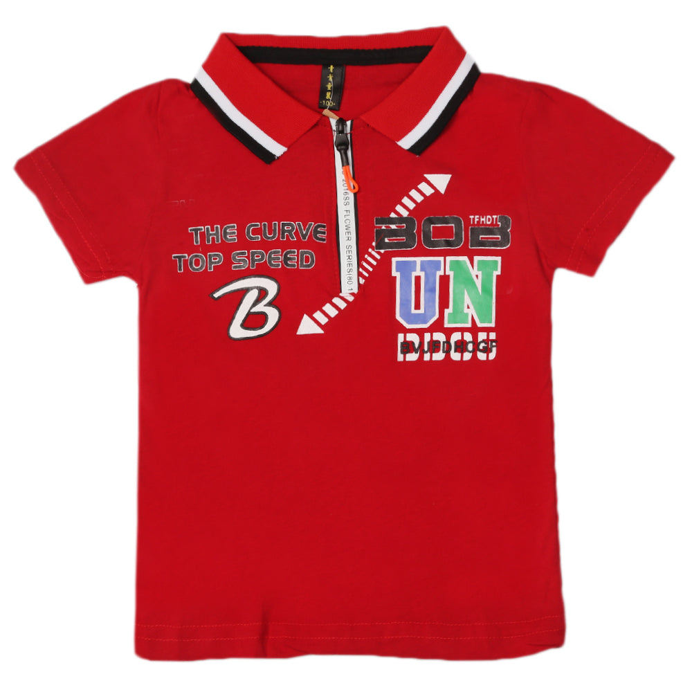 Boys Half Sleeves Polo T-Shirt - Maroon, Boys T-Shirts, Chase Value, Chase Value