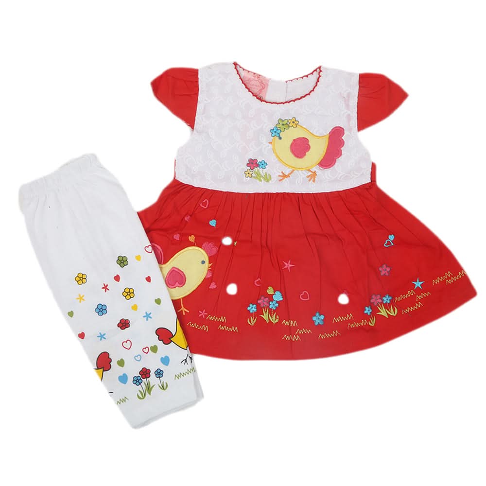 Newborn Girls Half Sleeves Suit - Red, Kids, NB Girls Sets And Suits, Chase Value, Chase Value