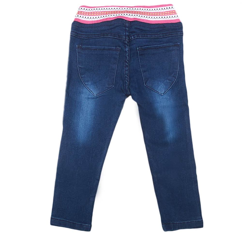 Girls Stretchable Denim Pant - Dark Blue, Kids, Pants And Capri, Chase Value, Chase Value