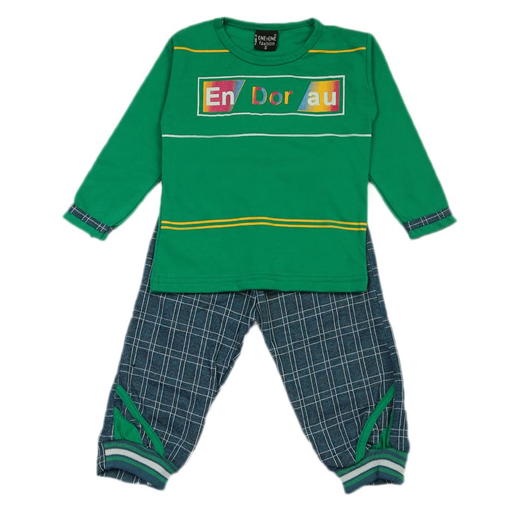 Boys 3Pcs Full Sleeves Suit - Green, Boys Sets & Suits, Chase Value, Chase Value