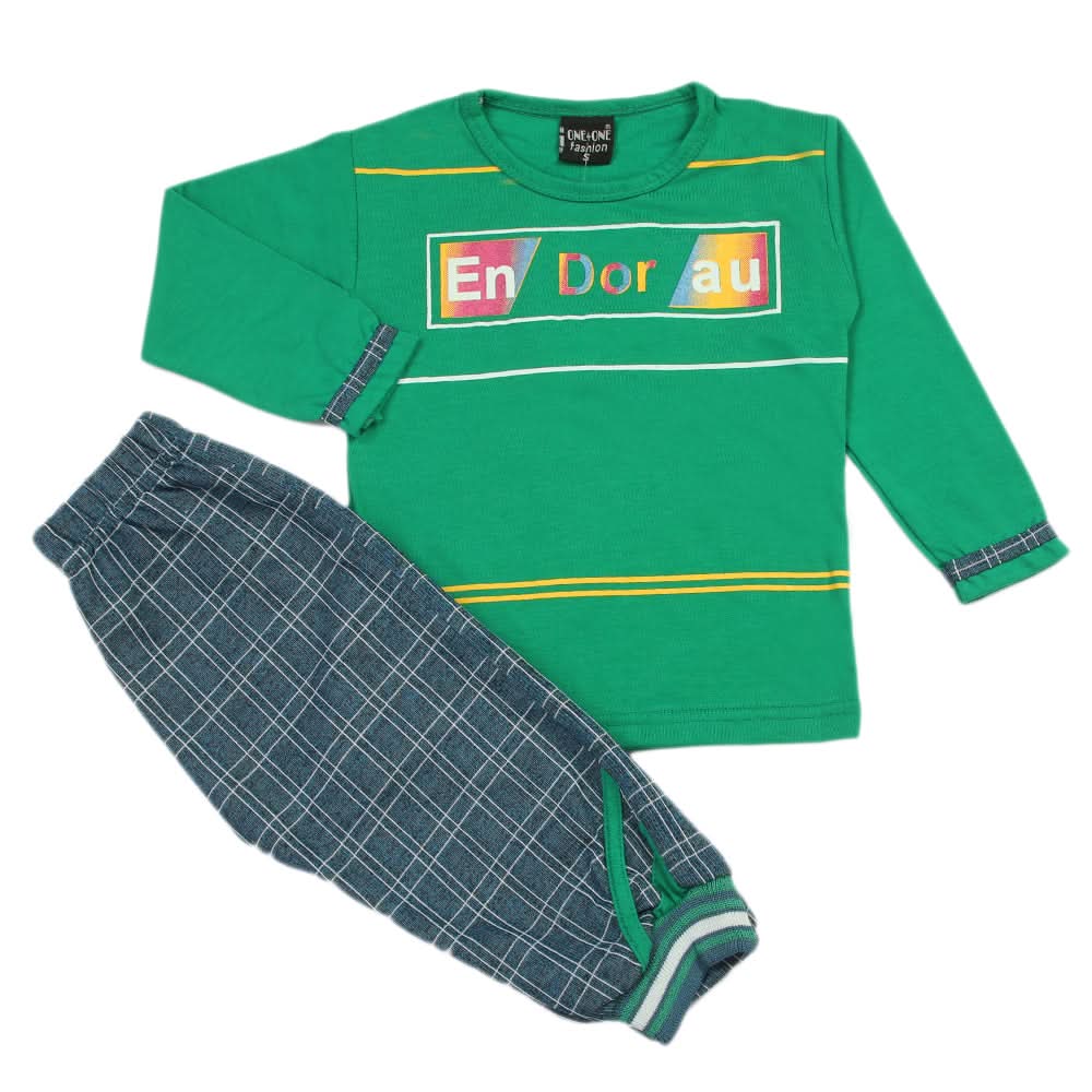 Boys 3Pcs Full Sleeves Suit - Green, Boys Sets & Suits, Chase Value, Chase Value