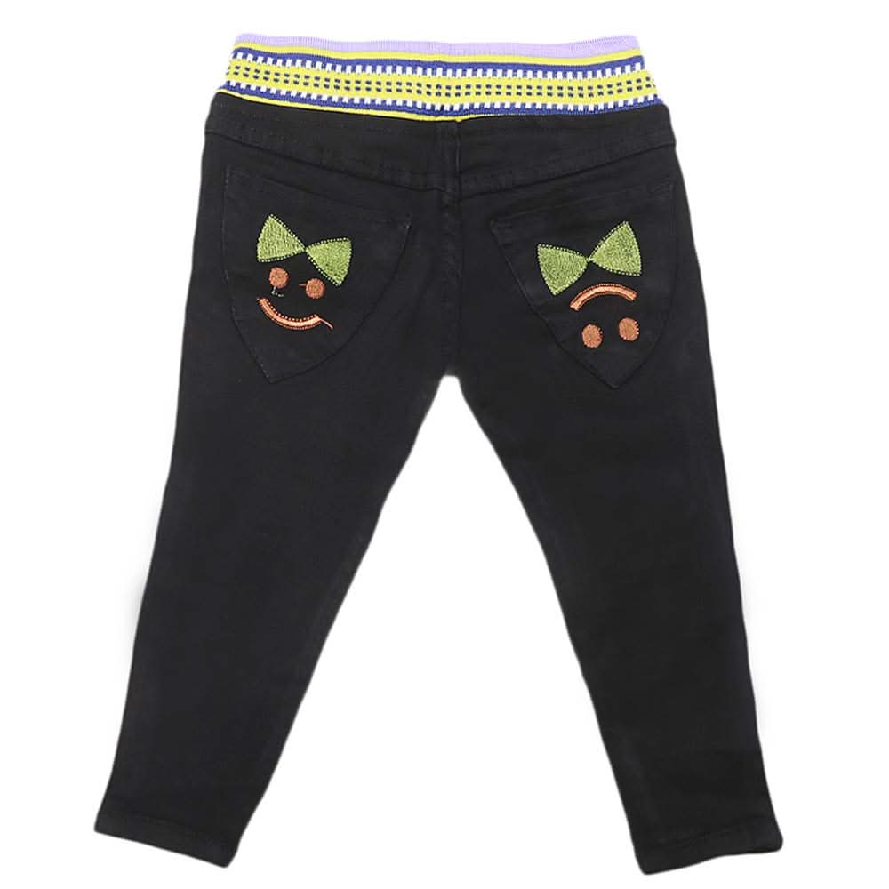 Girls Stretchable Denim Pant - Black, Kids, Pants And Capri, Chase Value, Chase Value