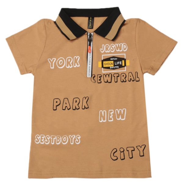 Boys Half Sleeves Polo T-Shirt - Fawn, Boys T-Shirts, Chase Value, Chase Value