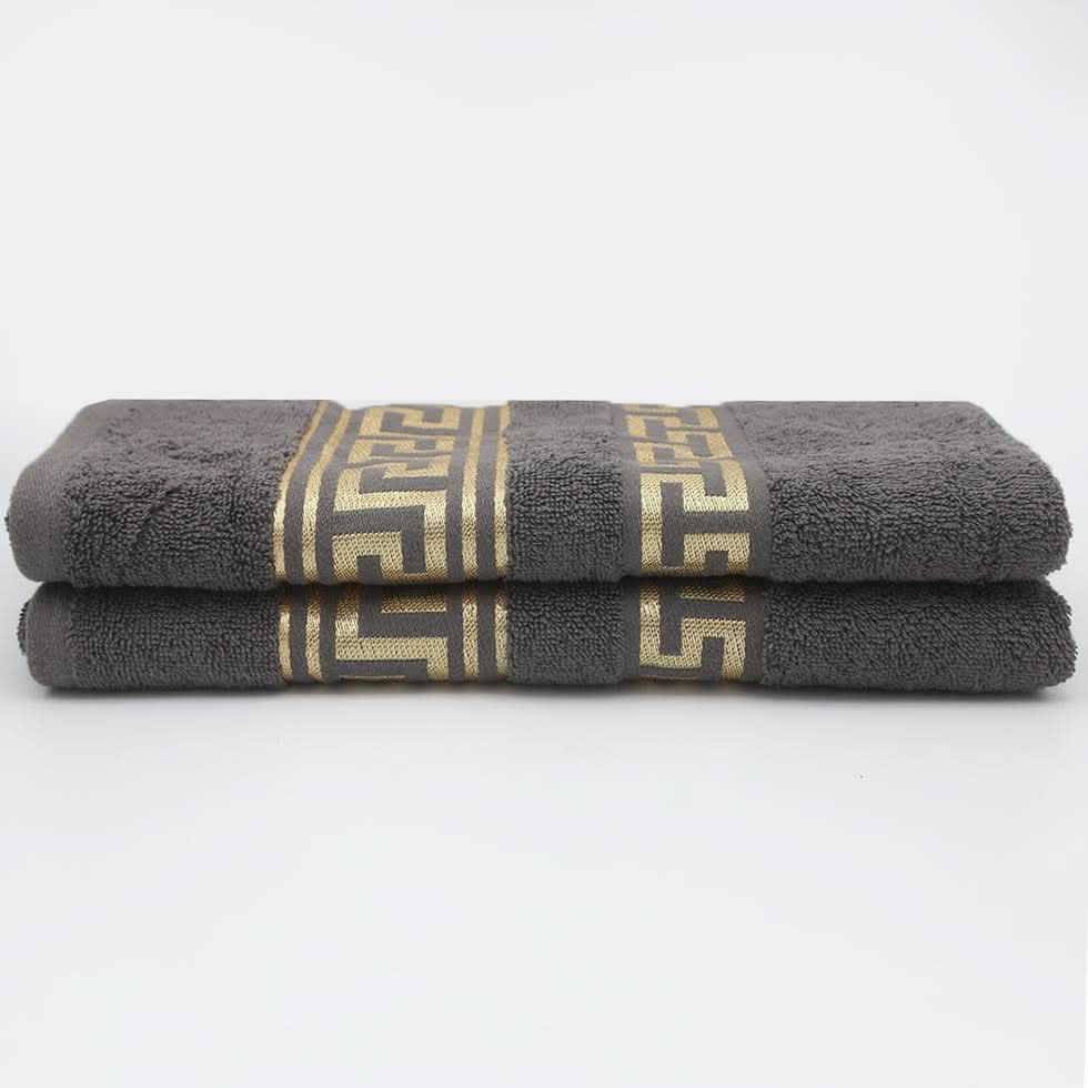 Bath Towel Greek Border 70x140 - Dark Grey, Home & Lifestyle, Bath Towels, Chase Value, Chase Value