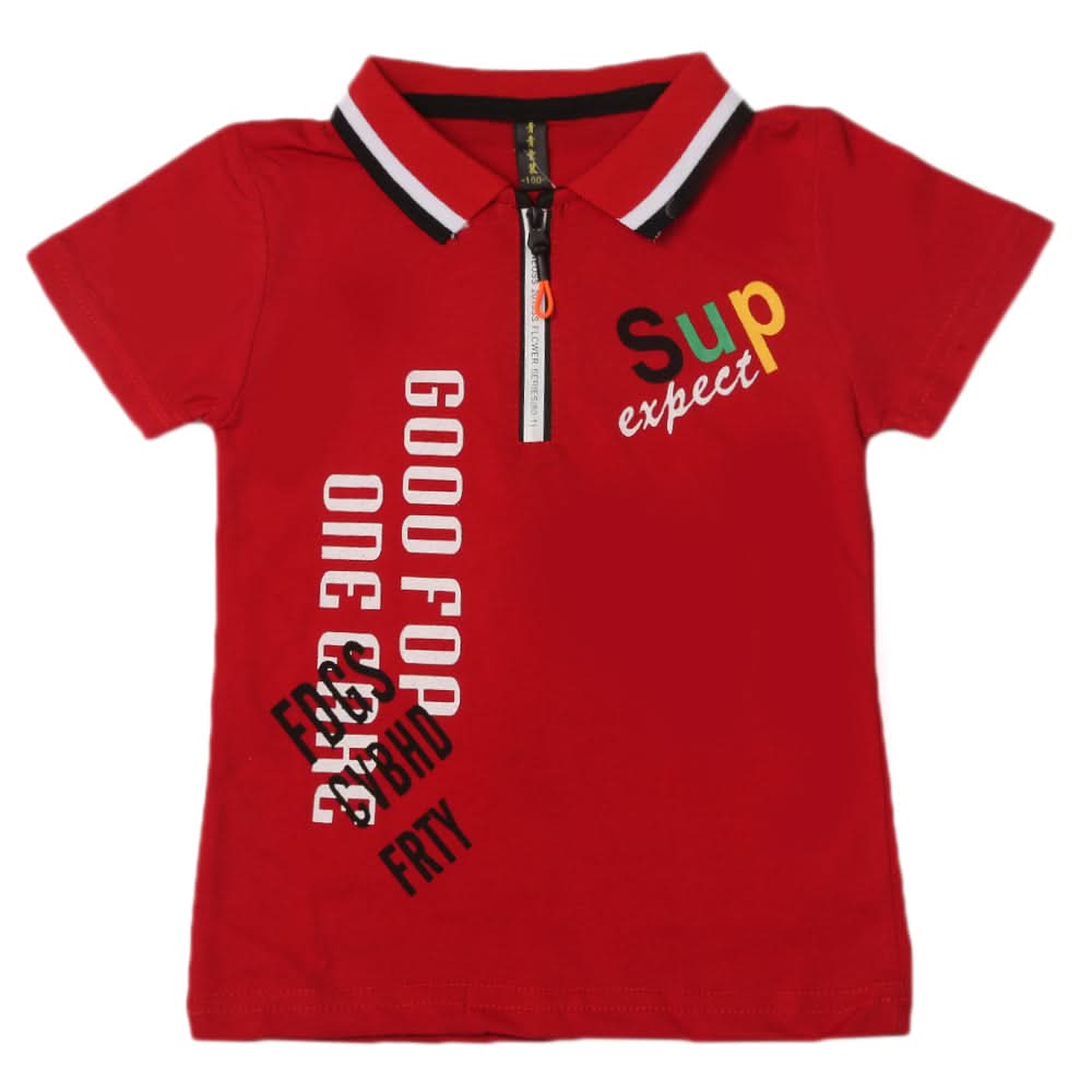 Boys Half Sleeves Polo T-Shirt - Maroon, Boys T-Shirts, Chase Value, Chase Value
