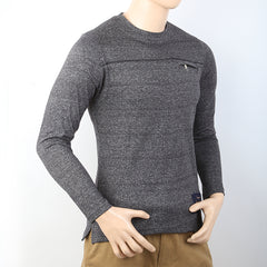 Men's Full Sleeves Round Neck T-Shirt - Grey, Men, T-Shirts And Polos, Chase Value, Chase Value