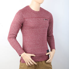 Men's Full Sleeves Round Neck T-Shirt - Maroon, Men, T-Shirts And Polos, Chase Value, Chase Value