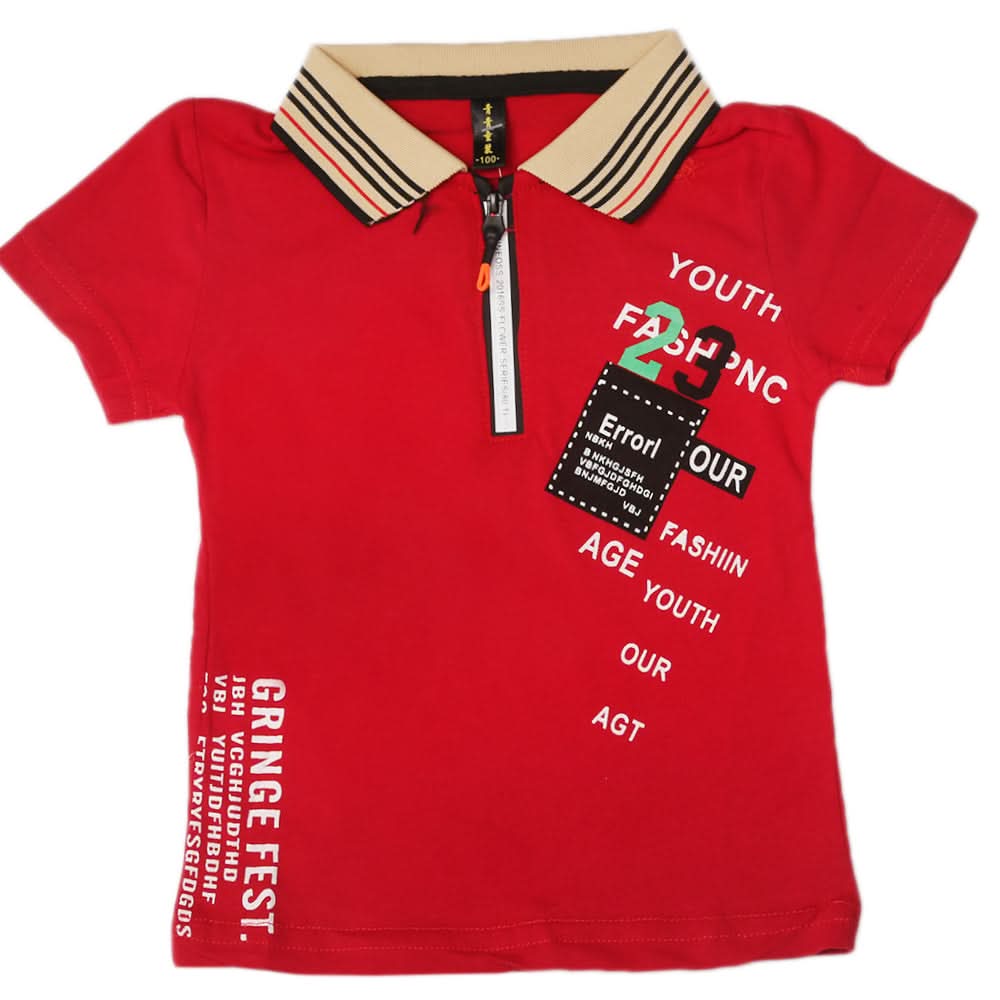 Boys Half Sleeves Polo T-Shirt - Maroon, Boys T-Shirts, Chase Value, Chase Value