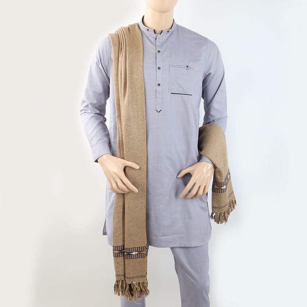 Men's Shawl Jugnu Pure - Khaki, Men, Shawls & Mufflers, Chase Value, Chase Value