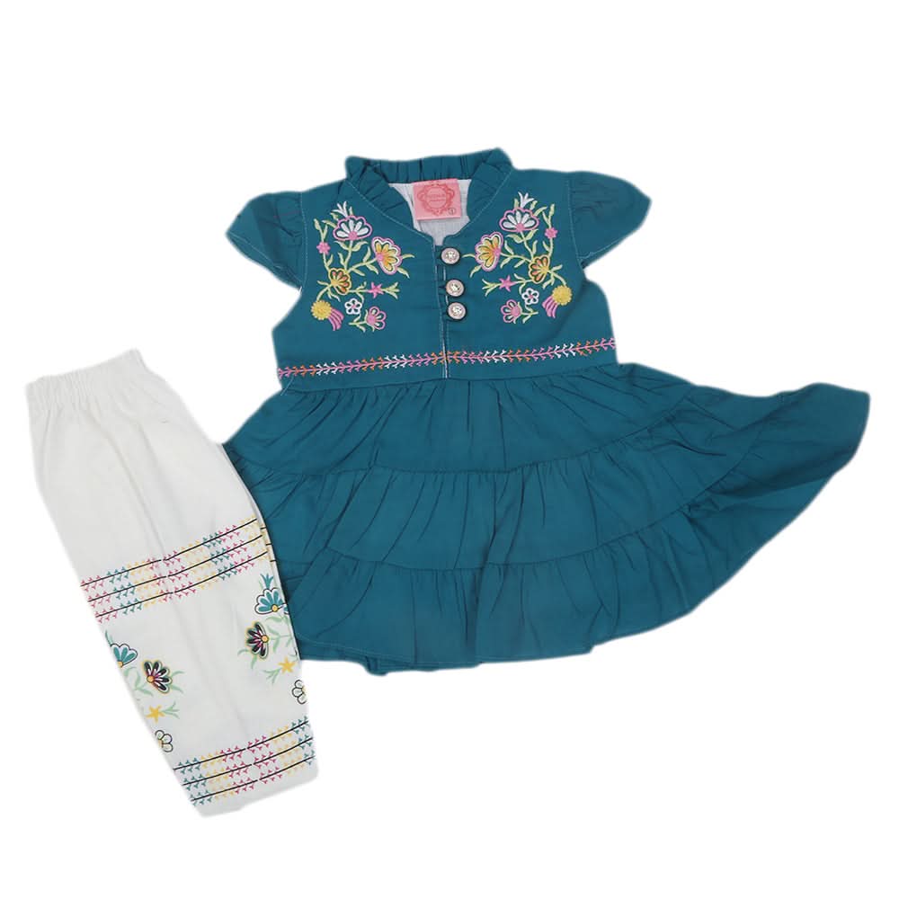 Newborn Girls Half Sleeves Suit - Sea Green, Kids, NB Girls Sets And Suits, Chase Value, Chase Value