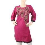 Women's Bottom Lace Embroidered Kurti - Purple, Women, Ready Kurtis, Chase Value, Chase Value