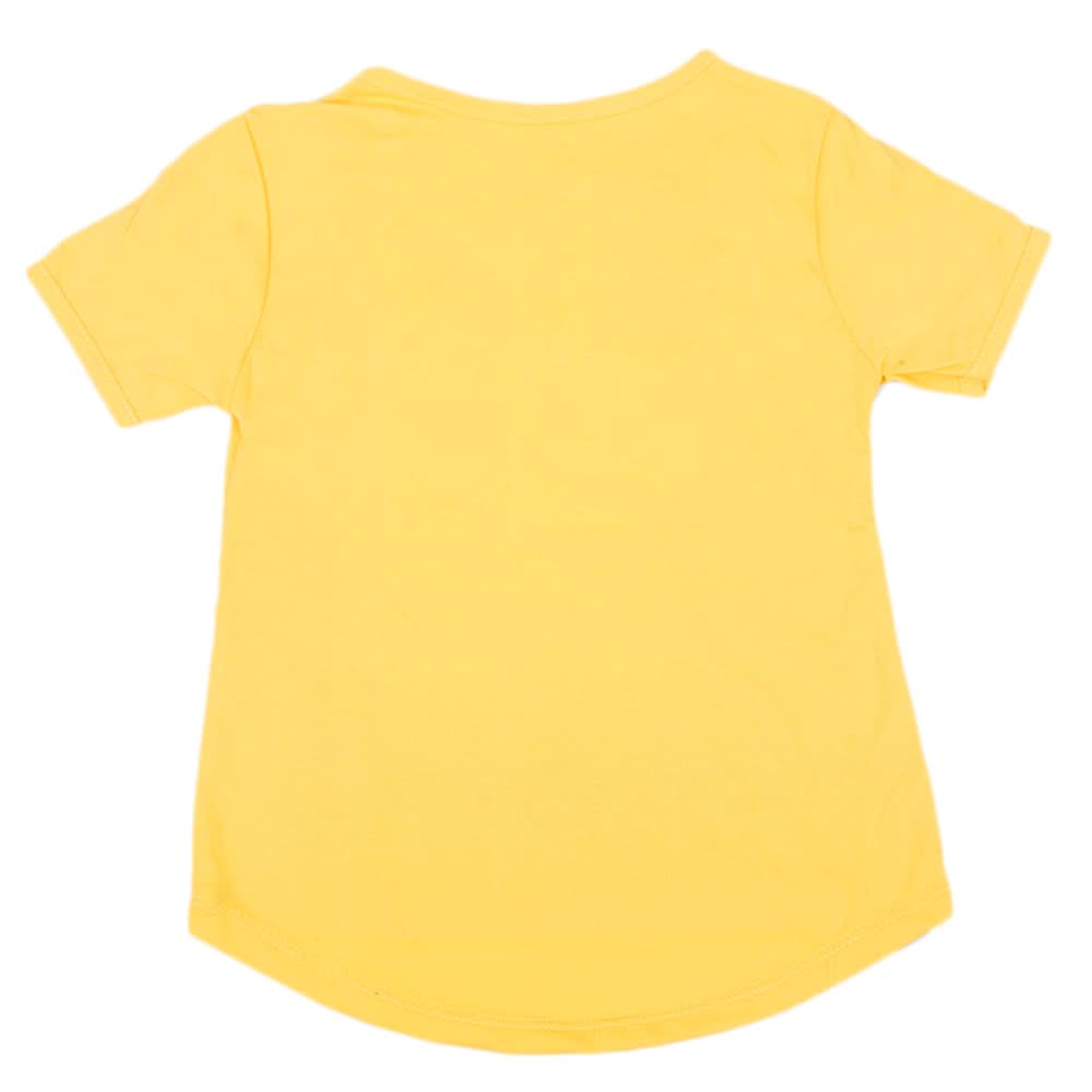 Girls Half Sleeves T-Shirt - Yellow, Kids, Girls T-Shirts, Chase Value, Chase Value