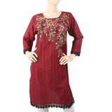 Women's Bottom Lace Embroidered Kurti - Maroon, Women, Ready Kurtis, Chase Value, Chase Value