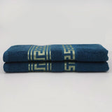 Bath Towel Greek Border 70x140 - Navy Blue, Home & Lifestyle, Bath Towels, Chase Value, Chase Value
