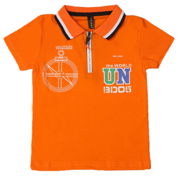 Boys Half Sleeves Polo T-Shirt - Orange, Boys T-Shirts, Chase Value, Chase Value