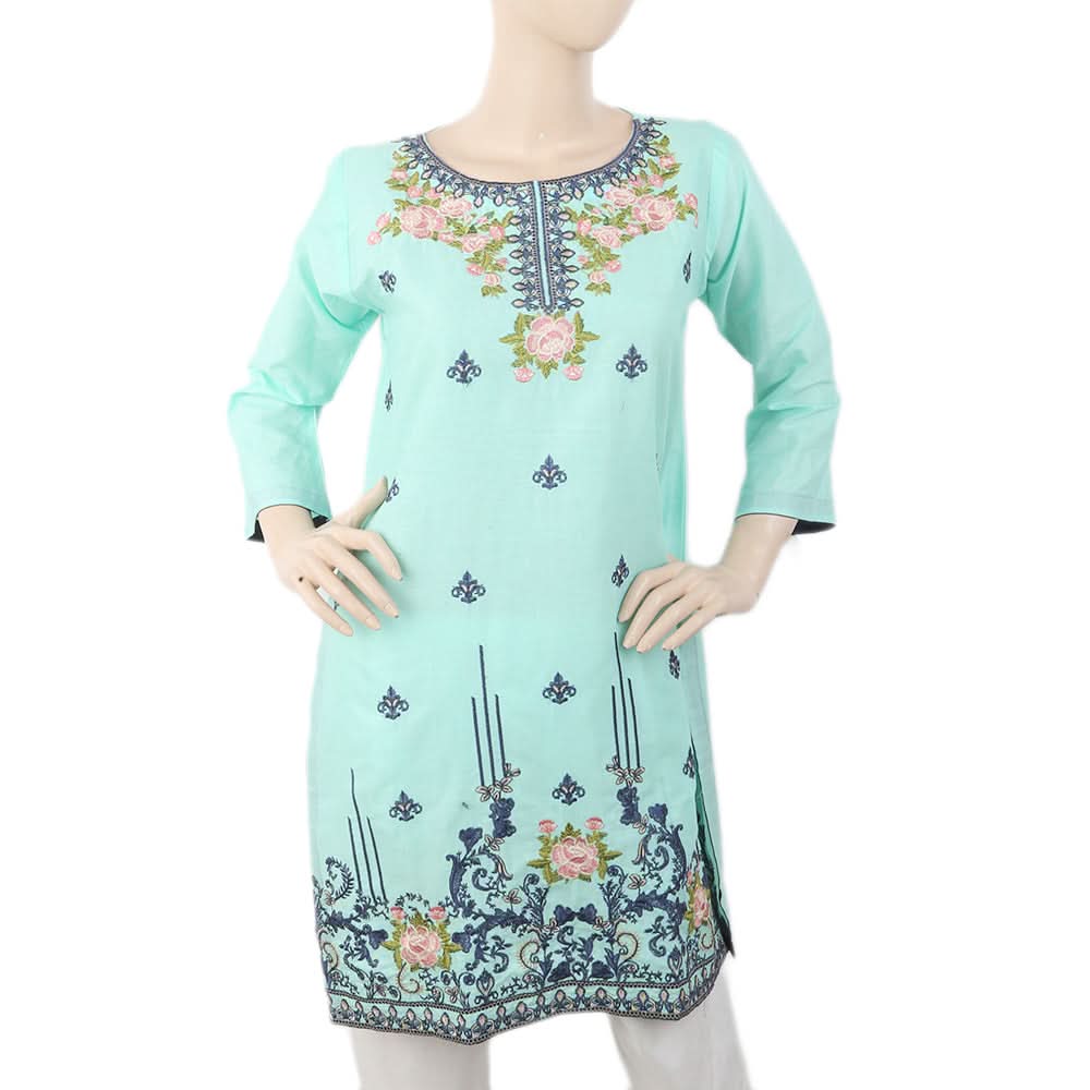 Women's Embroidered Kurti - Cyan, Women, Ready Kurtis, Chase Value, Chase Value