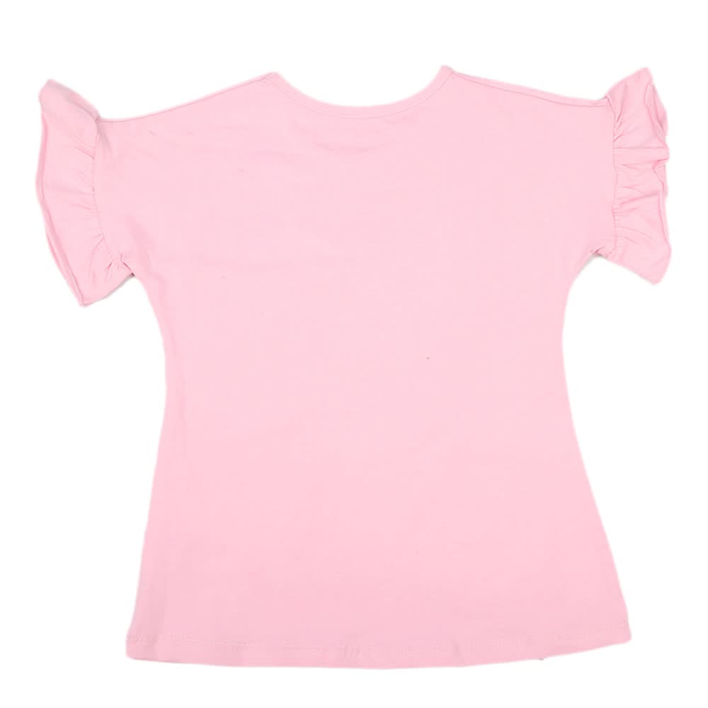 Girls Half Sleeves T-Shirt - Baby Pink, Kids, Girls T-Shirts, Chase Value, Chase Value