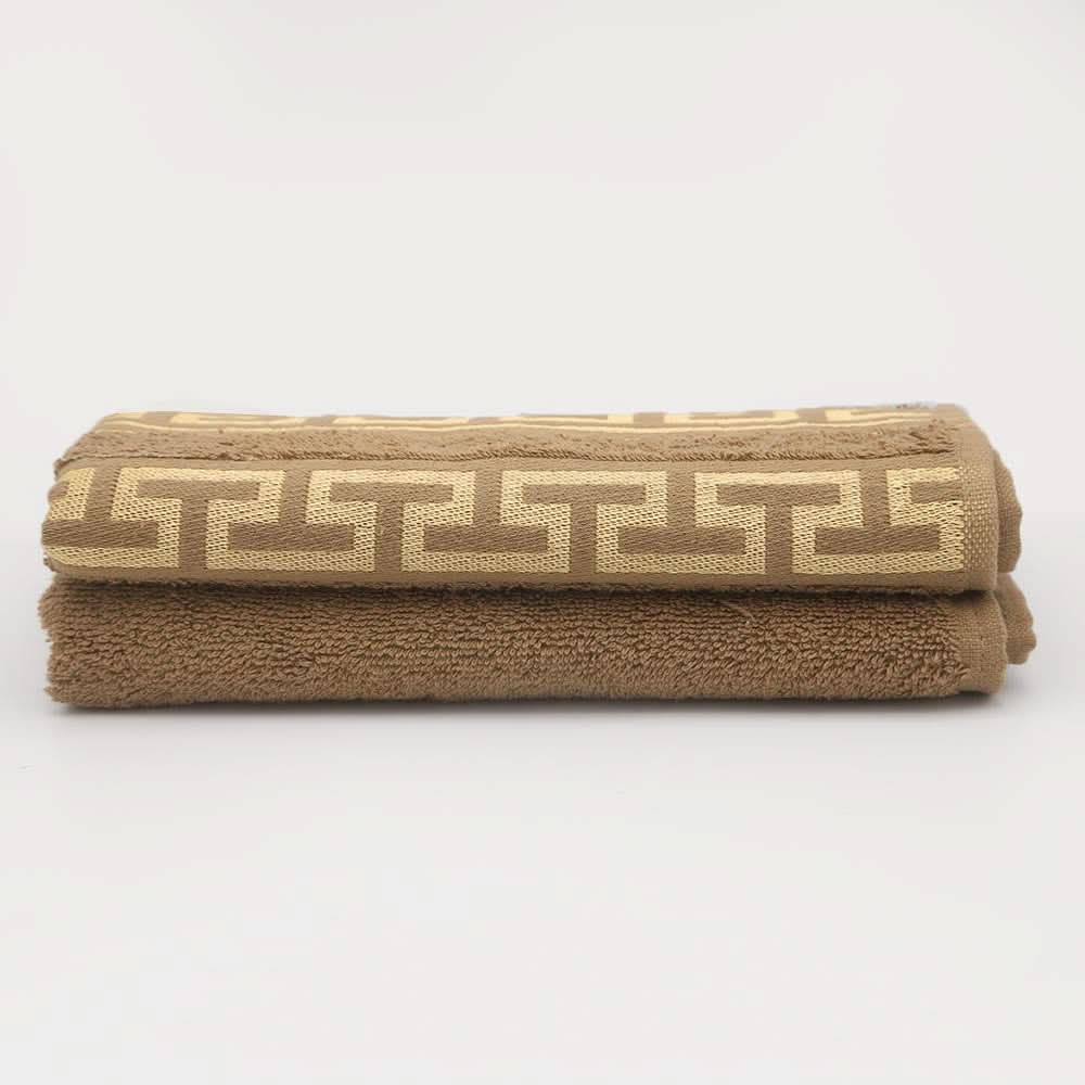 Face Towel Greek Border 50x100 - Light Brown, Home & Lifestyle, Face Towels, Chase Value, Chase Value