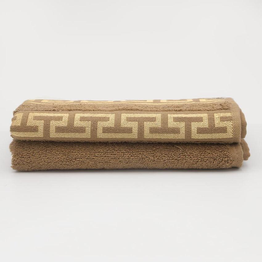 Face Towel Greek Border 50x100 - Light Brown, Home & Lifestyle, Face Towels, Chase Value, Chase Value