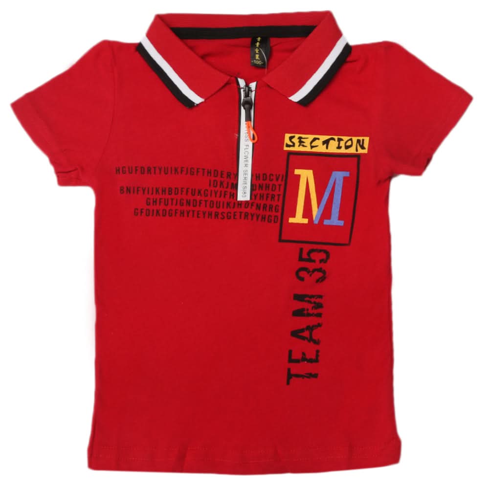 Boys Half Sleeves Polo T-Shirt - Maroon, Boys T-Shirts, Chase Value, Chase Value