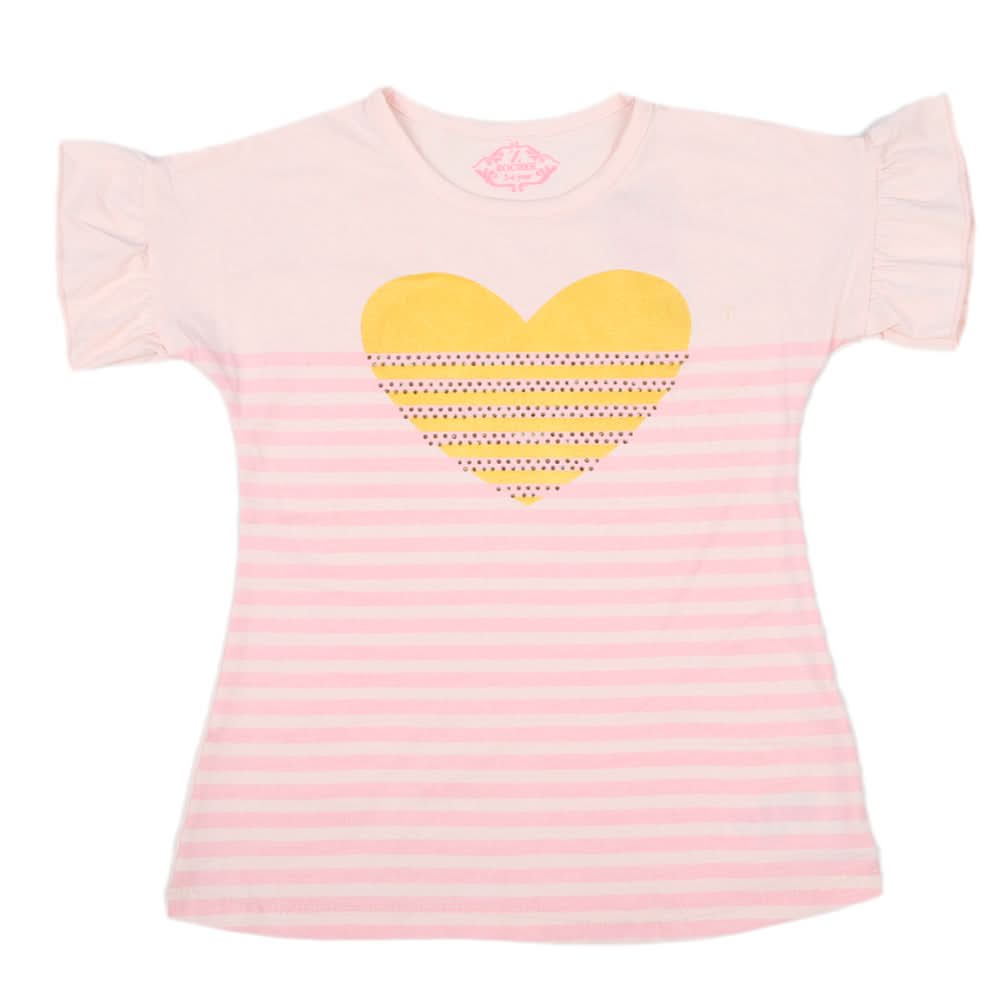 Girls Half Sleeves T-Shirt - Light Pink, Kids, Girls T-Shirts, Chase Value, Chase Value