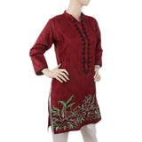Women's Embroidered V-Neck Kurti - Maroon, Women, Ready Kurtis, Chase Value, Chase Value